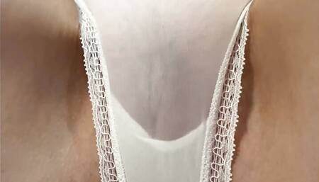Gently stoking my sheer white panties. By Lucylace1