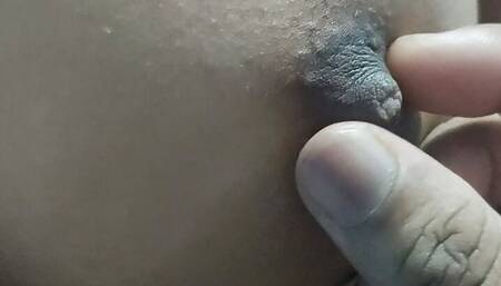 My wife's boobs and nipple press by her old college friend while he visit my home to see her and they enjoying in front of me