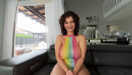 Huge Titty babe Crystal Chase gets fucked in Rainbow Fishnets for Big Creampie