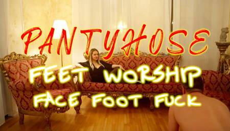 Pantyhose face fuck and worship