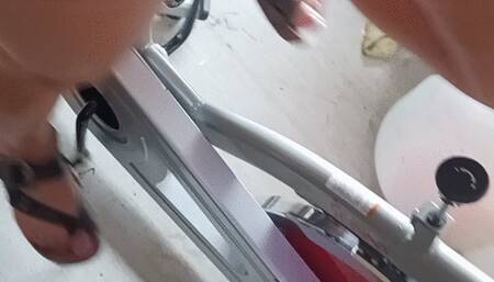 Spin bike in sandals