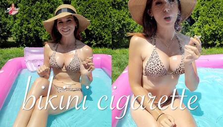 Big Boobs Smoking in a Little Swimming Pool