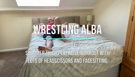 Alba 01 - Swimmer Thighs Exercise Workout with Lots of Headscissors and Facesitting