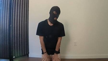 Self-Bondage Bound Punishment in Zentai Mask