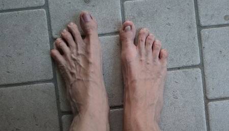 Sweaty and very dirty feet, toes and soles