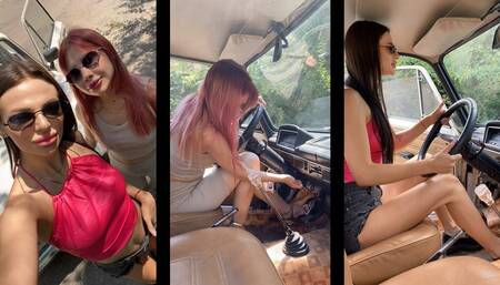 Jade and Lucy are pumping an old VAZ