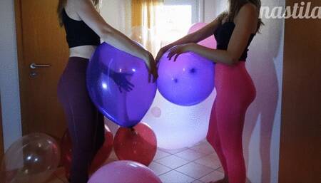 2 girls nail popping crystal balloons