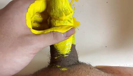 Cum paint and masturbation
