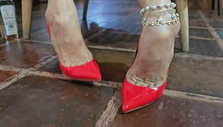 Milah Arches itchy red fantasy on red pumps