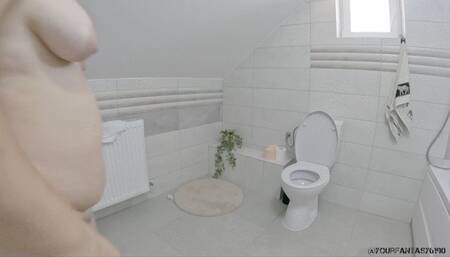 Farting naked on the toilet