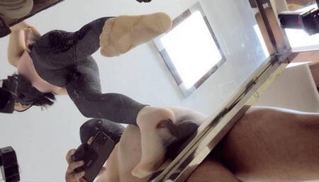 LCT_184b The XG mistress table GlassFloor CBT smelly socks trampling cock Electric friction ejaculation YCb[Glass floor perspective]