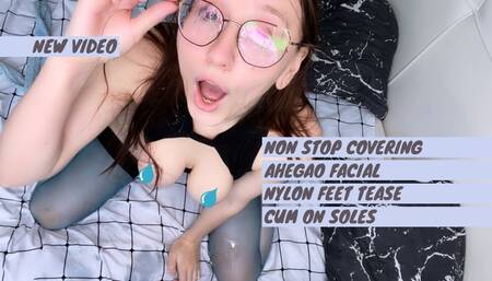 Loads of cum on nylon feet