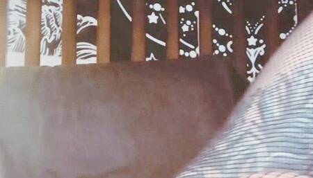 Goth girlfriend sexy feet and legs fetish video putting on socks with fishnets