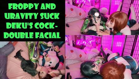 Froppy and Uravity Suck Deku's Cock