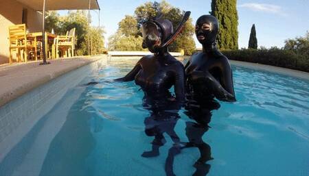 Rubber doll fucked in pool