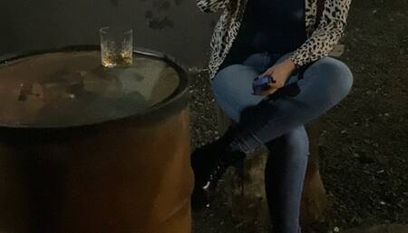 Smoking and drinking in a bar - crushing the cigarette on the floor