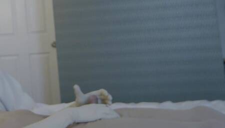 Masturbation in Gloves and Hood Mask