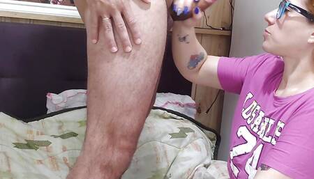 Curious Goddess - amateur sexy milf glasses no panties hairy pussy dildo masturbation big ass blowjob doggystyle fucking