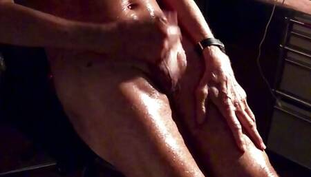naked, shaved and oiled up
