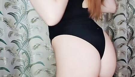 Skinny Girl Teasing You in Sexy Black Stockings