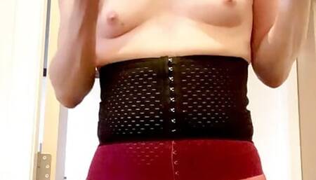 Premature ejaculation in my red seamed fishnet pantyhose!