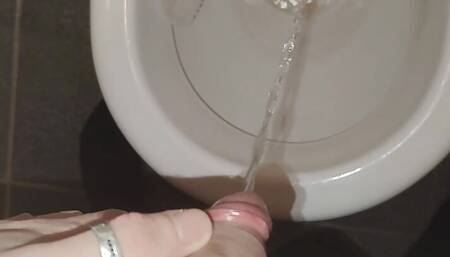 Soft cock pees in toillet amateur