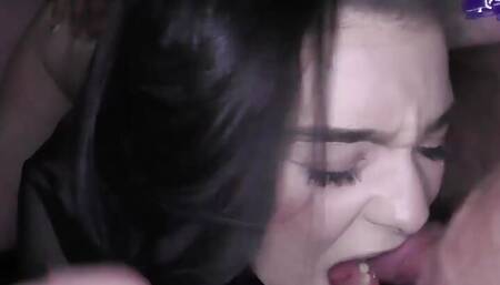 Young English sluts enjoy a gangbang party