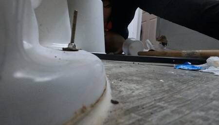 Tiny Human Running Around Giantess Toilet POV 1080 smaller