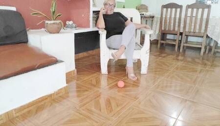 Diana Senior playing with a ball under my gorgeous feet