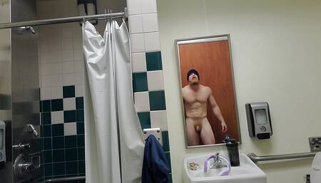 Some post workout posing fun in gym bathroom