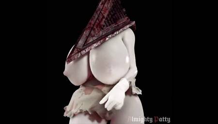 Lady Pyramid Head's Massive Tits Bounce As She Walks