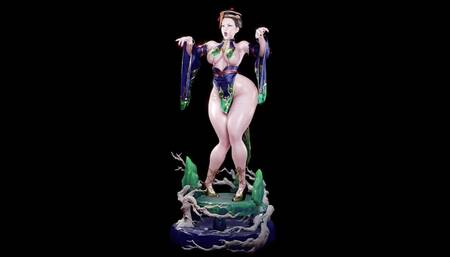Chun Li in a Beautiful Costume that Barely Covers Her Huge Ass and Tits