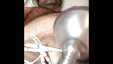 Chastity precum dripping by estim electro stimulation