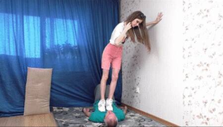 Bad girl steps on man`s face again and again, vf2687x 1080p