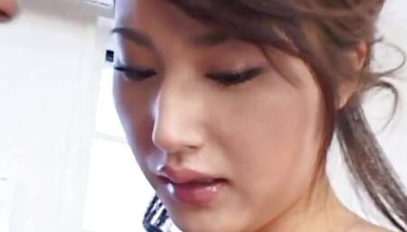 Gorgeous Japanese secretary gets a massive load of cum as a reward for incredible sex