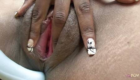 Testing out a double headed dildo with her horny pregnant girlfriend