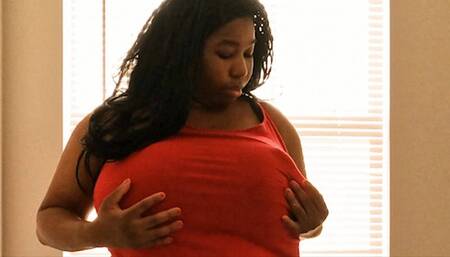 Sexy Goddess Inflates Breast 1080 smaller