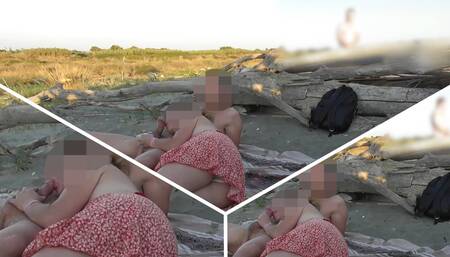 French teacher Blowjob Amateur on Nude Beach public to stranger with Cumshot People caught us P2 - MissCreamy