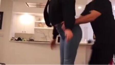 YouTuber humps girlfriend with big tits and tight jeans