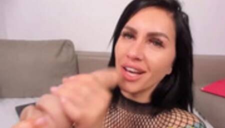 Dark-haired BongaCams angel babe double squirts in stockings