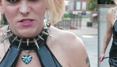 Sexy Goth Trans-Lesbian Public Spanking PDA Striptease