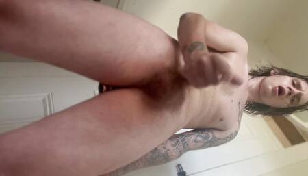 Skinny emo boy fucks himself with a vibrator & masturbates at the same time & has an intense orgasm
