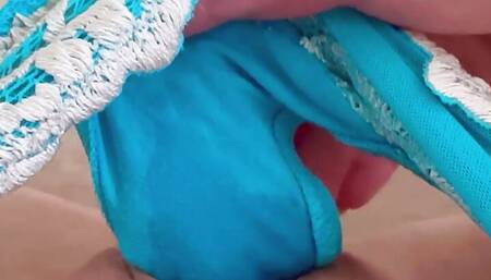 Creamy dirty panties masturbation. Girl rubs her sticky pussy through panties