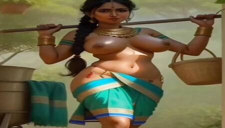 Indian village sexy girl's Ai stable transformation