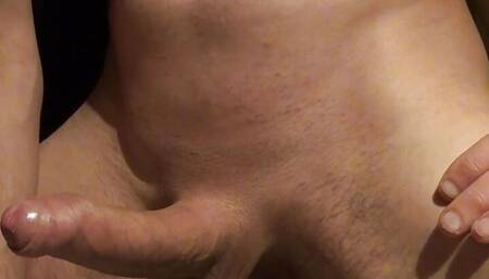 Twink with metal ballstretcher makes big cock cum