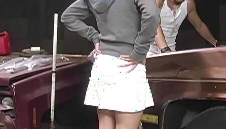 Shay Lamar pays for her car repairs with her shaved pussy