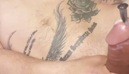 urethral sounding with 13 inch sounding rod and jerking off nice cock while fucking my hole with spiral dildo until cumshot