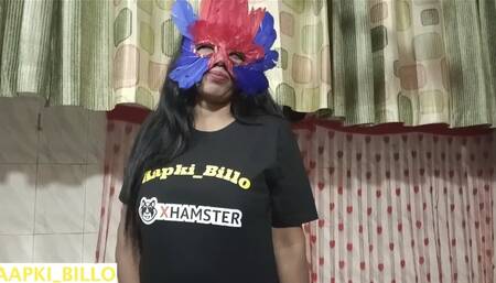 Billo getting horny by fingering her wet pussy and fucked hard by husband's huge cock