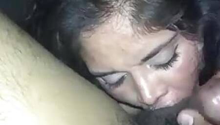 cheating latina blowjob and balls licking