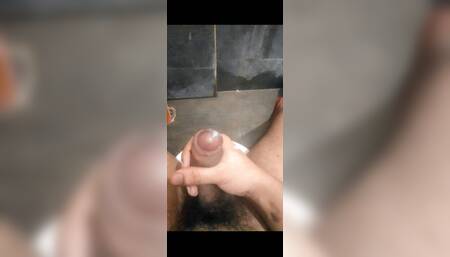 Jerking off after in bathroom cumshot